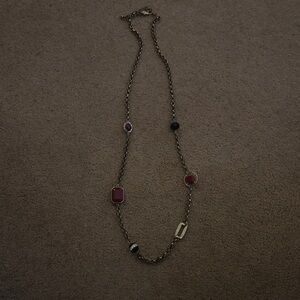 Chico's Gold Necklace with Red Accents